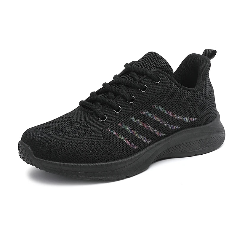 Zapatos deportivos de mujer – mocasines de malla con cuña ligera.