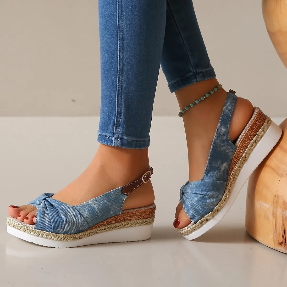 Sandalias de plataforma de cuña informales con punta abierta a la moda - zapatos planos cómodos