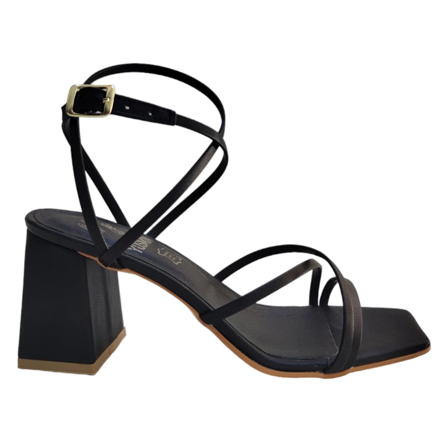 Sandalias elegantes con tacón bloque - Calzado versátil de tiras finas para mujer