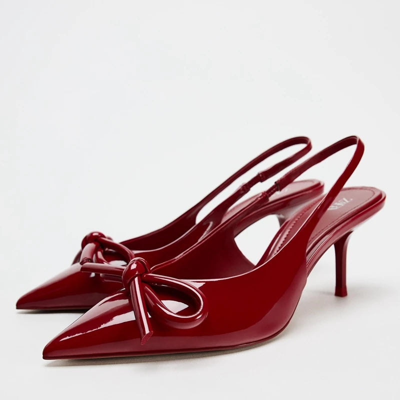 Zapatos de mujer tipo mule de tacón de aguja con lazo - Elegantes y sofisticados.