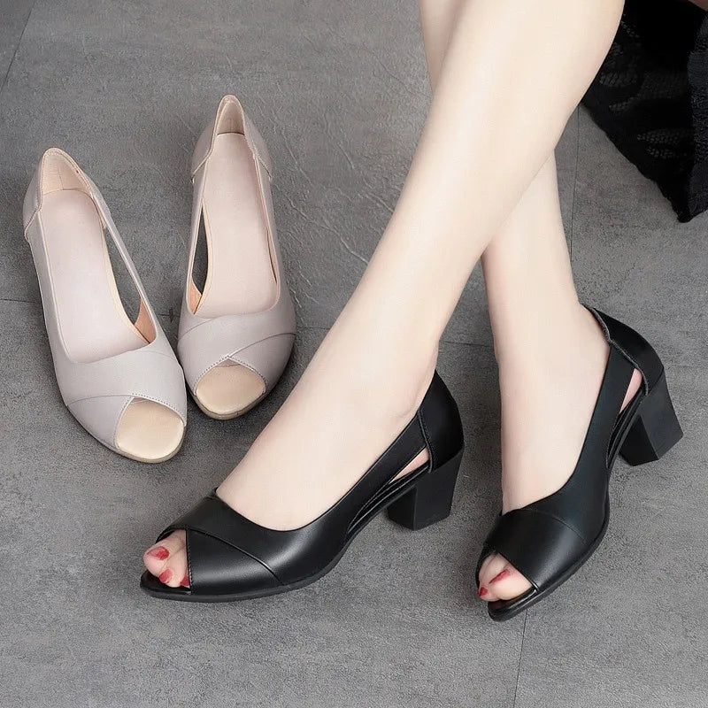 Sandalias de tacón para mujer con punta abierta. Elegantes, cómodas y modernas