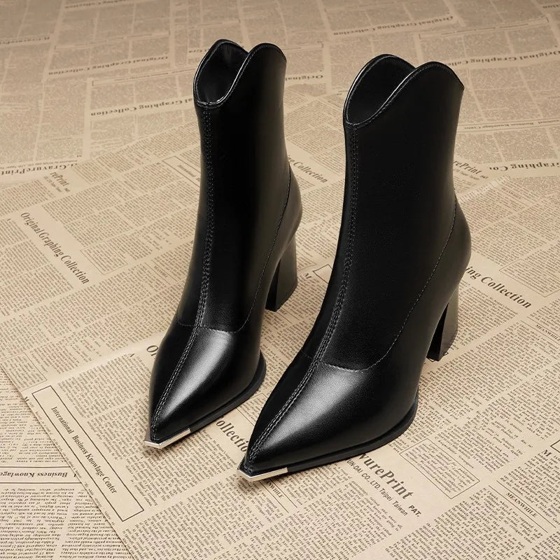 Botines Chelsea con punta de marca puntiaguda de lujo, tacon alto a la moda - para mujer