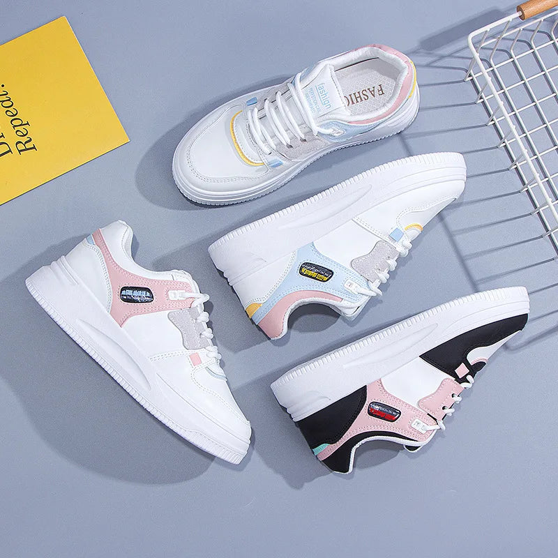 zapatos de plataforma blanca, informales - planos
