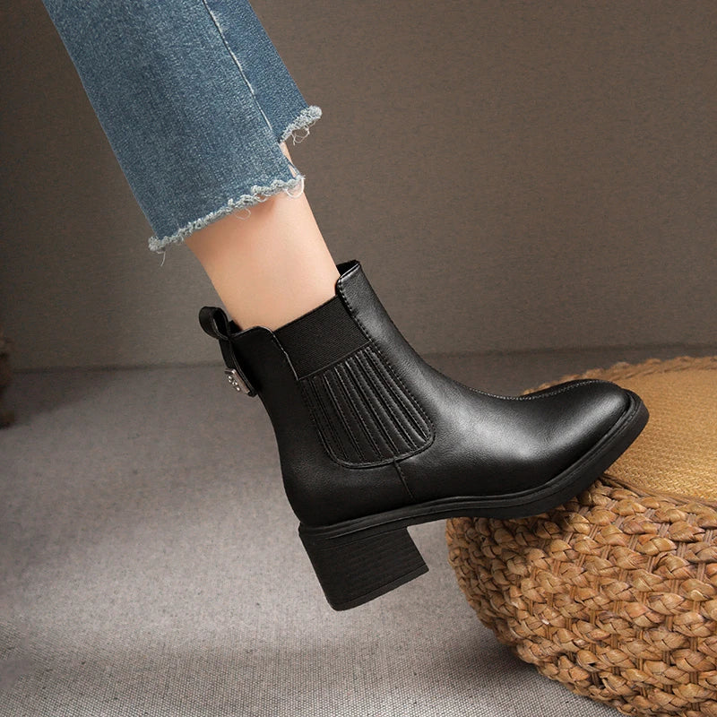 Botines Chelsea de cuero para mujer – Elegantes y cómodos de invierno