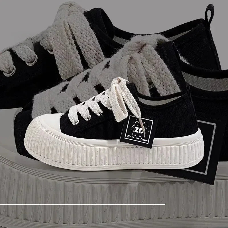 Tenis casuales con plataforma para mujer – estilo urbano de lona.