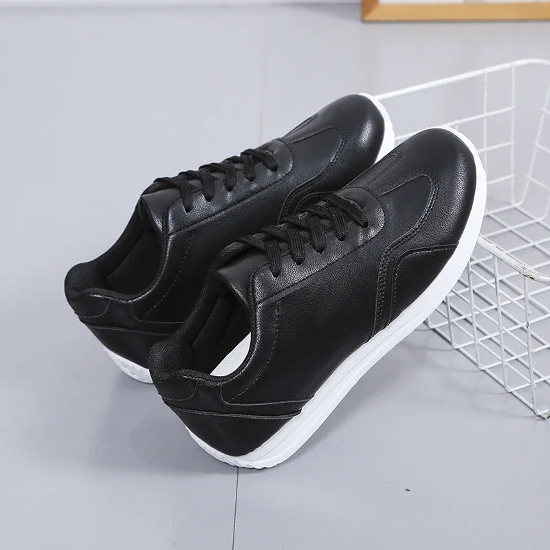 Zapatos informales para caminar para mujer, zapatillas planas de cuero con cordones de alta calidad, mocasines de fondo plano salvaje a la moda, Verano