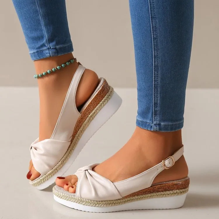 Sandalias de plataforma de cuña informales con punta abierta a la moda - zapatos planos cómodos