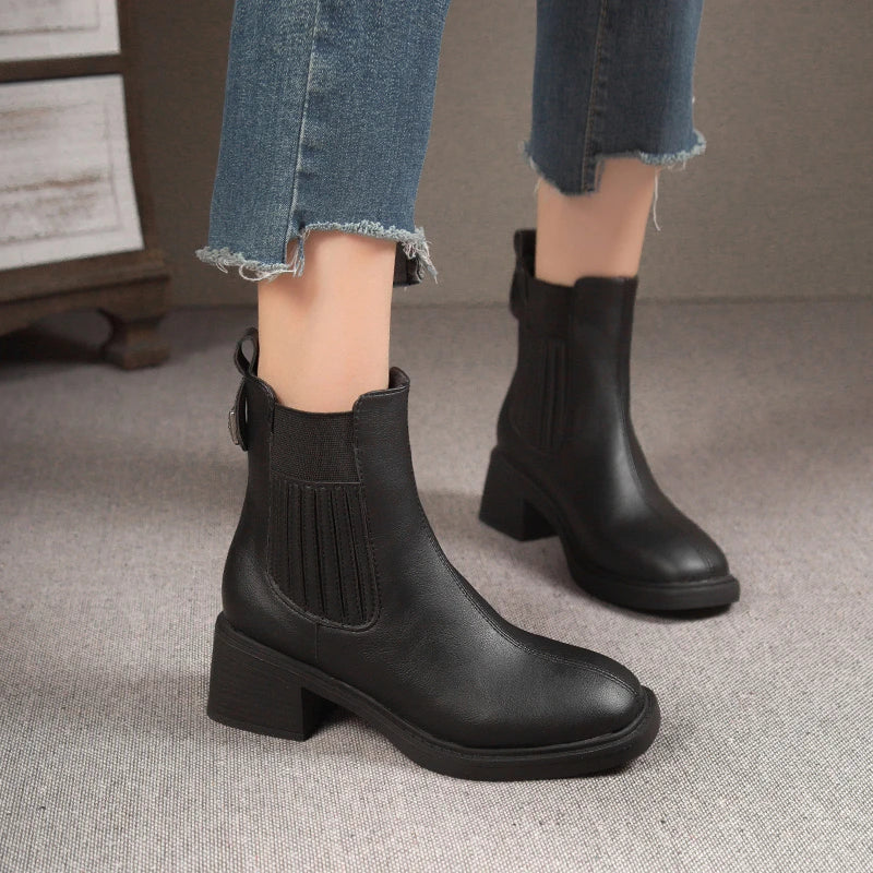 Botines Chelsea de cuero para mujer – Elegantes y cómodos de invierno