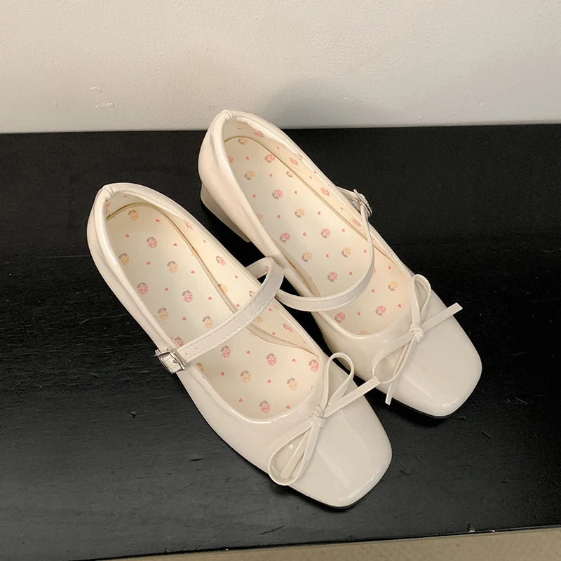 Mary Jane con nudo de mariposa – Zapatos de charol para mujer Primavera/Otoño