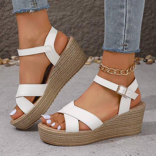 Sandalias de Plataforma con Cuña y Correa – Estilo de Verano