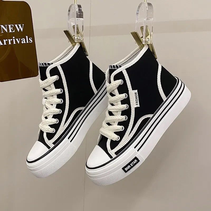 Tenis casuales con suela gruesa para mujer – cómodos y modernos, tipo converse