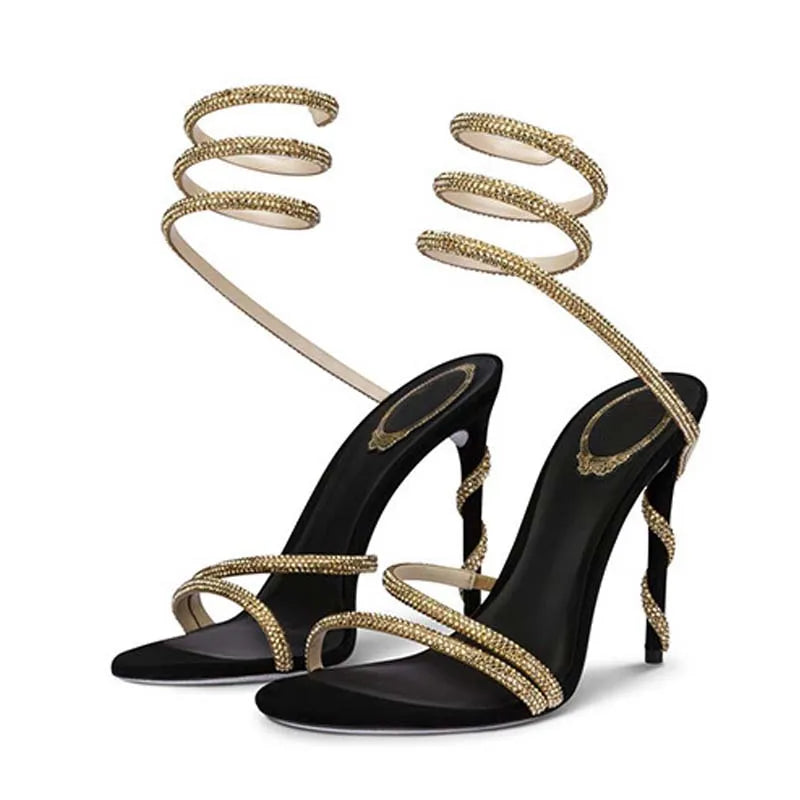 Sandalias de tacón alto para mujer – elegantes con tiras y cristales