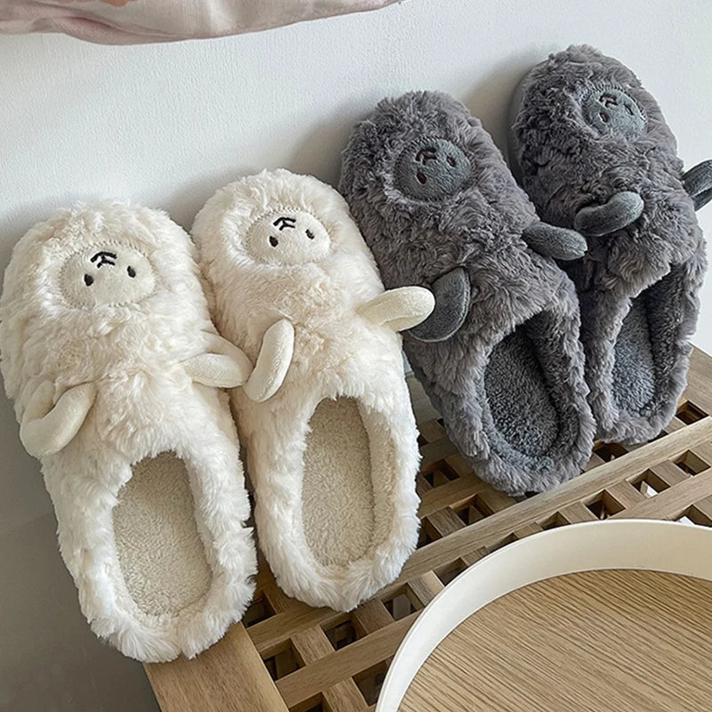 Pantuflas mullidas con diseño de oveja para mujer  – Cálidas y antideslizantes