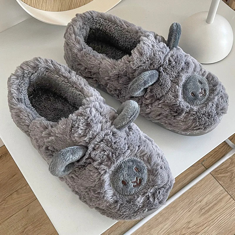 Pantuflas mullidas con diseño de oveja para mujer  – Cálidas y antideslizantes