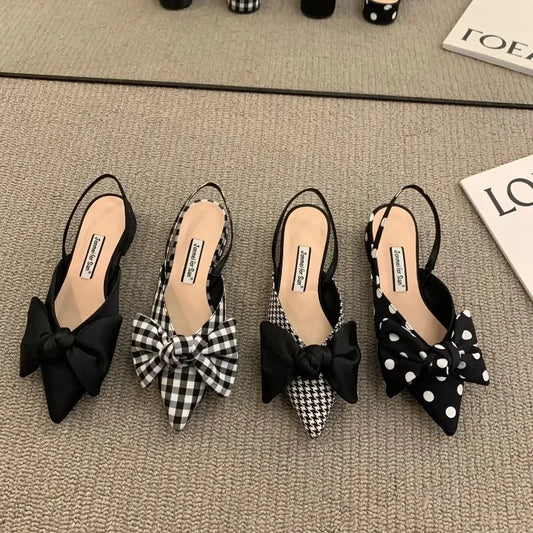 Zapatos de fiesta con tacón bajo - Sandalias femeninas con lazo y estilo chic