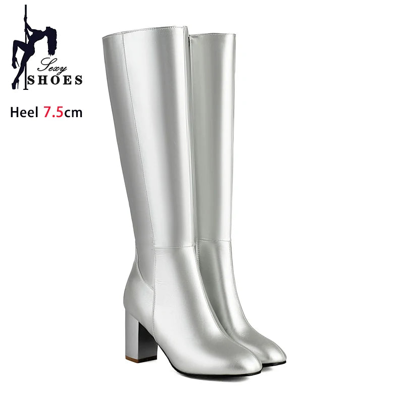 Botas de moda para mujer, otoño - invierno, punta cuadrada.