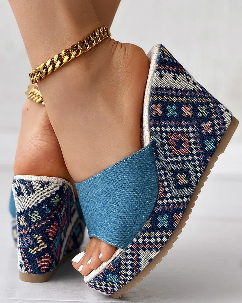 Mules de tacón cuña gruesa para mujer – estilo casual y fresco