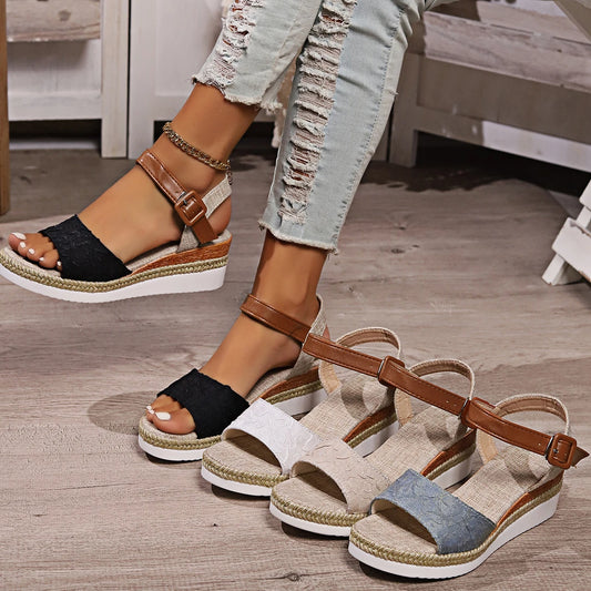 Sandalias de Cuña Ligeras con Plataforma y Punta Abierta – Tendencia de Verano