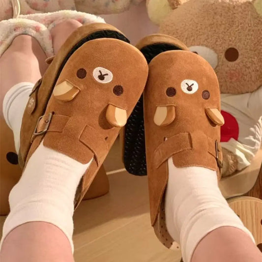 Pantuflas kawaii de oso Rilakkuma – zapatillas de casa animadas para invierno