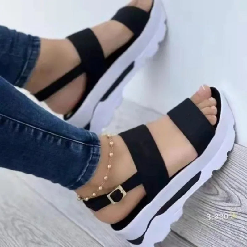 Sandalias de Plataforma con Suela Gruesa y Correa – Estilo Casual de Verano