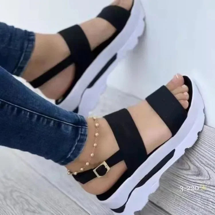 Sandalias de Plataforma con Suela Gruesa y Correa – Estilo Casual de Verano