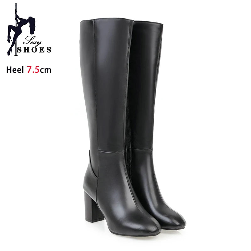 Botas de moda para mujer, otoño - invierno, punta cuadrada.