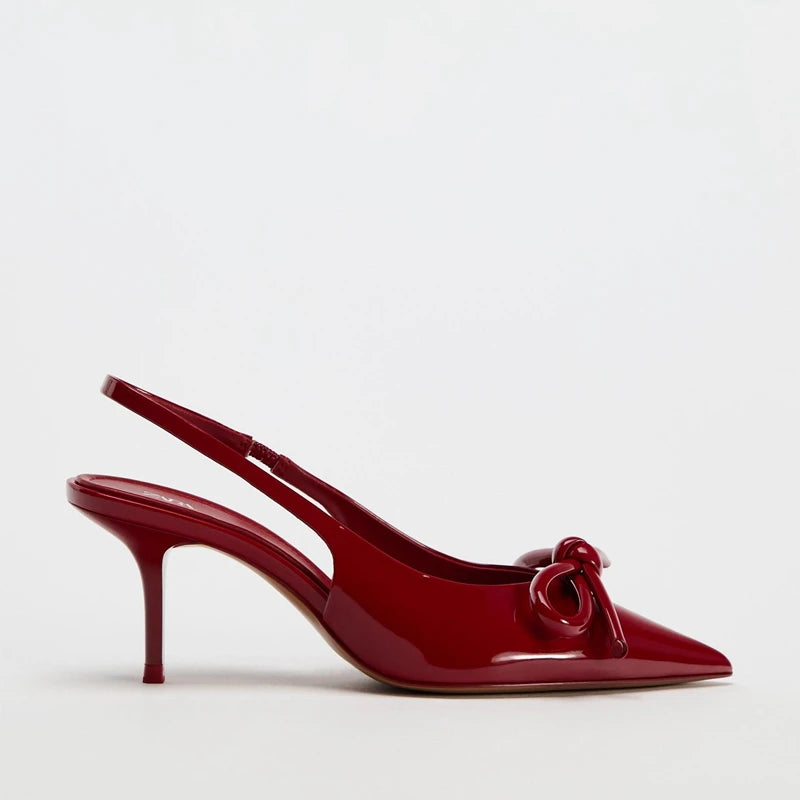 Zapatos de mujer tipo mule de tacón de aguja con lazo - Elegantes y sofisticados.