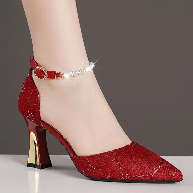 Zapatos de tacón alto con cuentas – elegantes Mary Jane 2024 para mujer