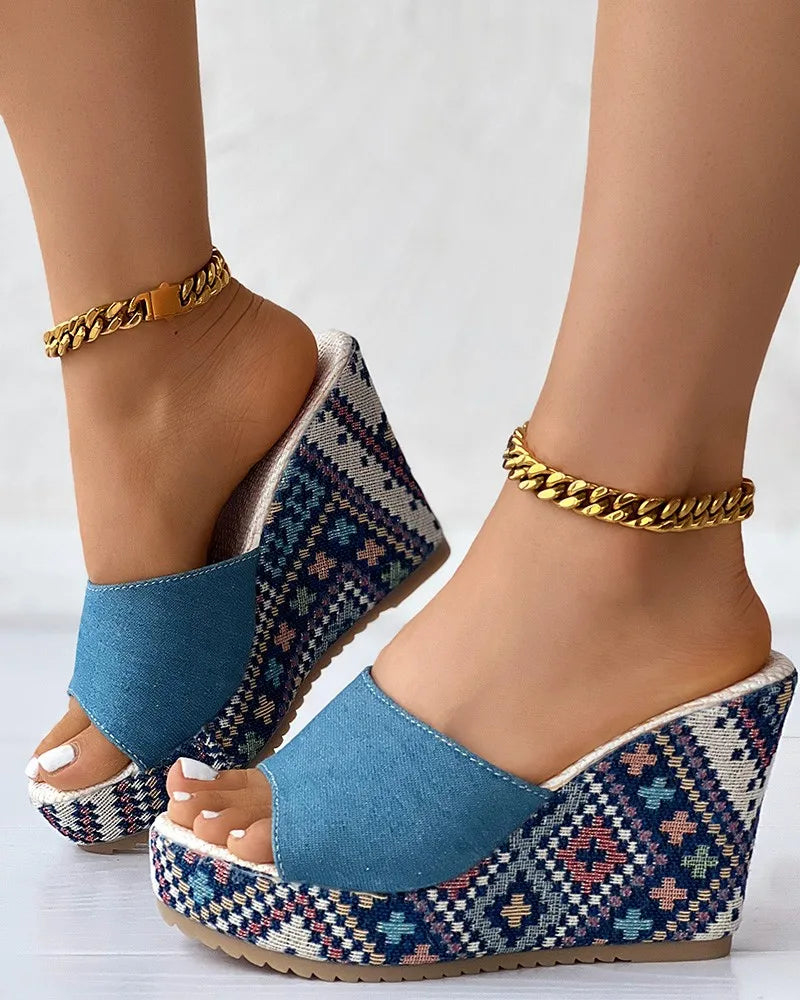 Mules de tacón cuña gruesa para mujer – estilo casual y fresco