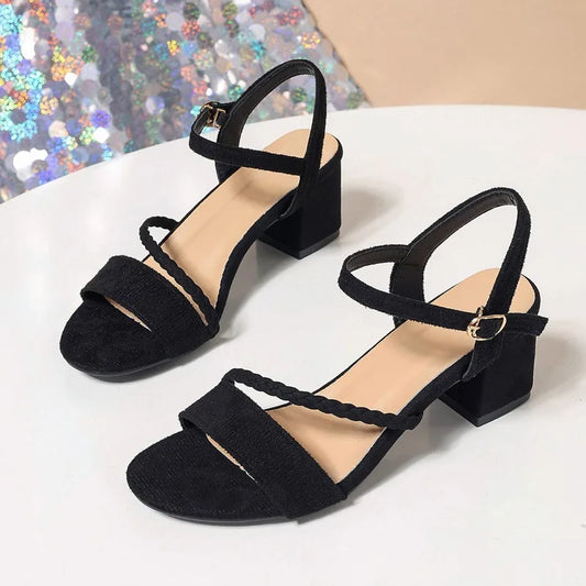 Zapatillas deslizantes de tacón grueso, zapatos elegantes de verano para mujer