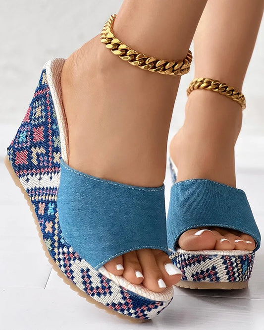 Mules de tacón cuña gruesa para mujer – estilo casual y fresco