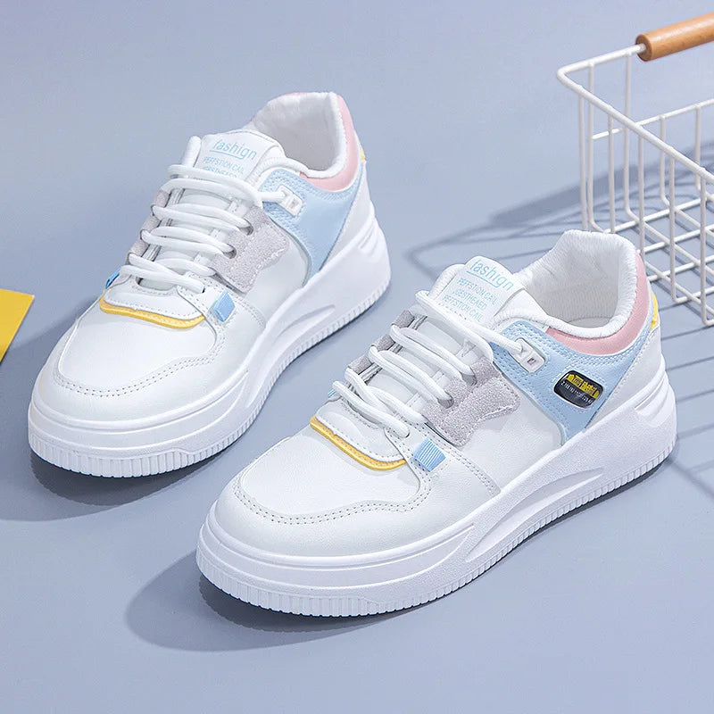 zapatos de plataforma blanca, informales - planos