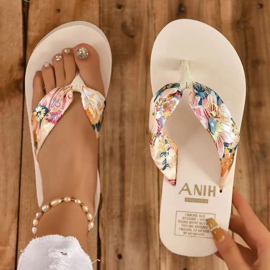 Sandalias de verano para mujer - Chanclas cómodas planas de playa y casa.
