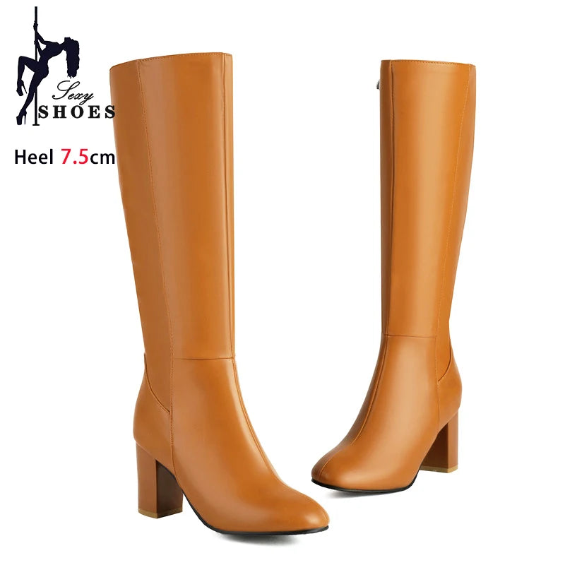 Botas de moda para mujer, otoño - invierno, punta cuadrada.