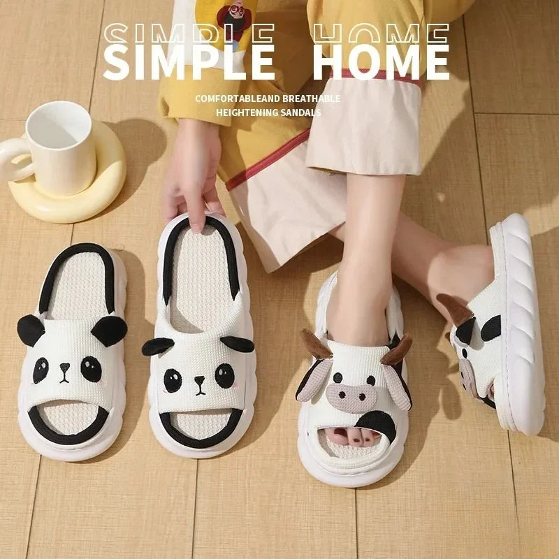 Chanclas de lino transpirables – Pantuflas ligeras con diseños tiernos
