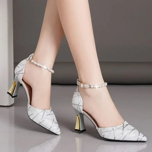 Zapatos de tacón alto con cuentas – elegantes Mary Jane 2024 para mujer