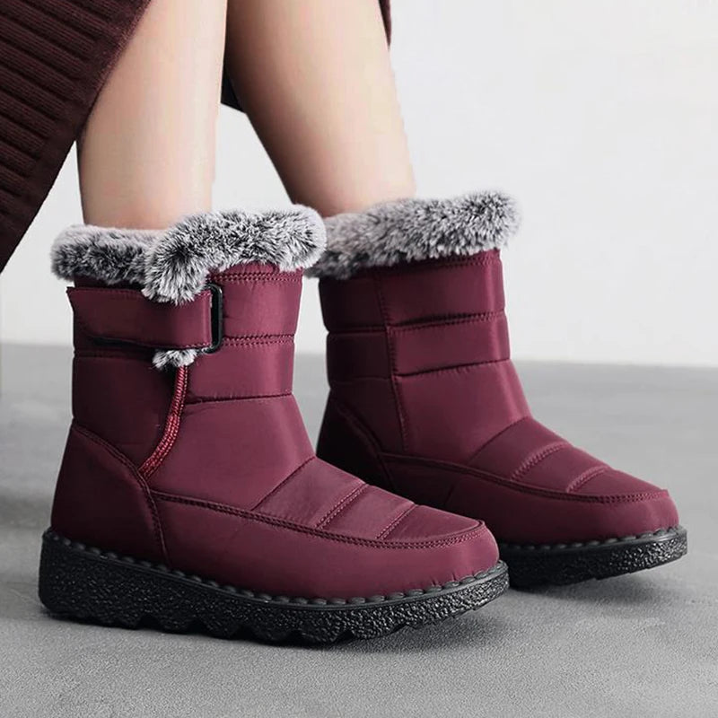 Botas de nieve impermeables para mujer – cálidas y antideslizantes.