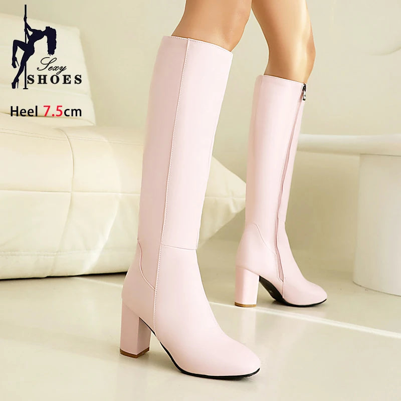 Botas de moda para mujer, otoño - invierno, punta cuadrada.