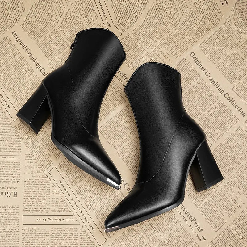 Botines Chelsea con punta de marca puntiaguda de lujo, tacon alto a la moda - para mujer