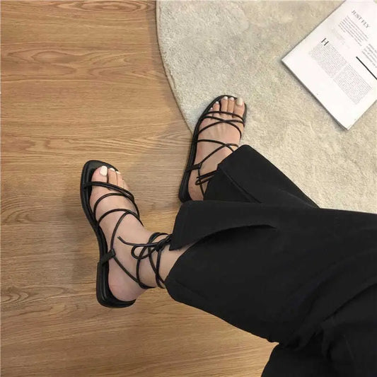 Sandalias planas de moda mujer | Calzado cómodo estilo romano de verano