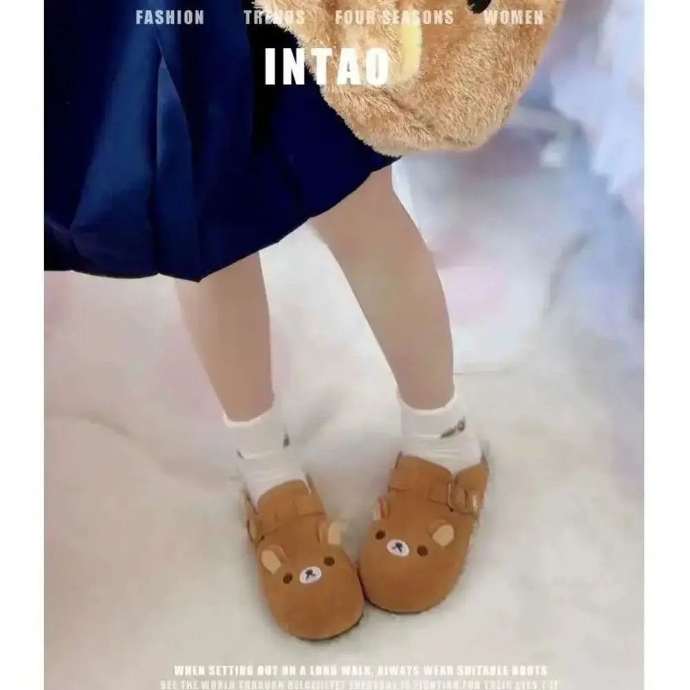 Pantuflas kawaii de oso Rilakkuma – zapatillas de casa animadas para invierno