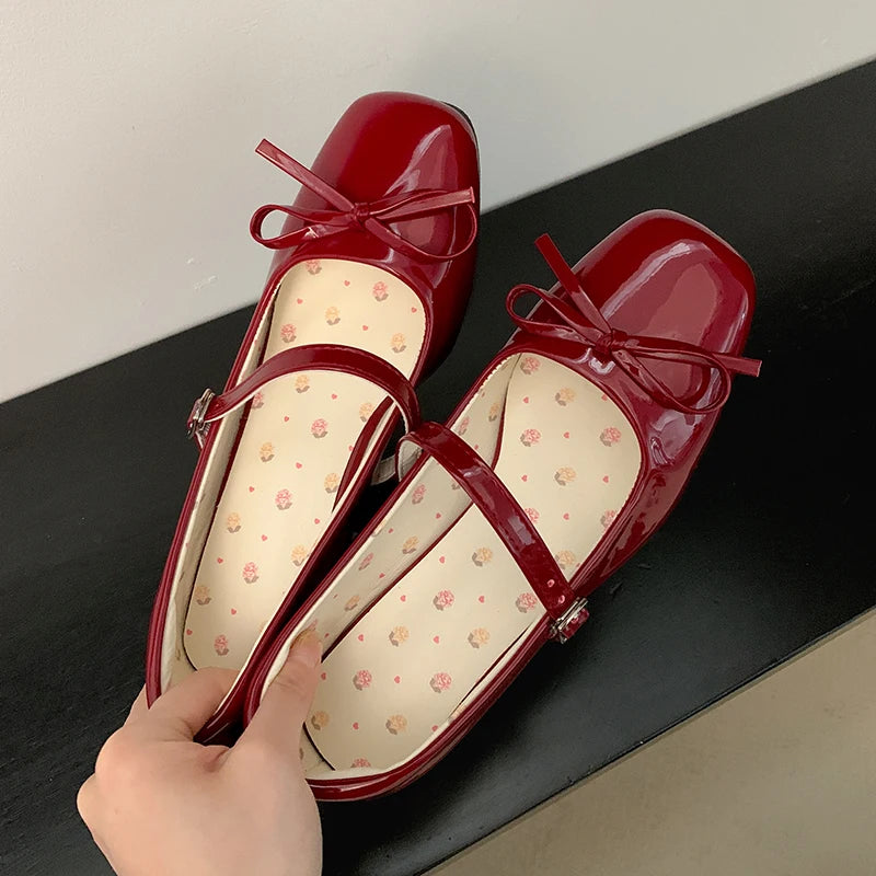 Mary Jane con nudo de mariposa – Zapatos de charol para mujer Primavera/Otoño