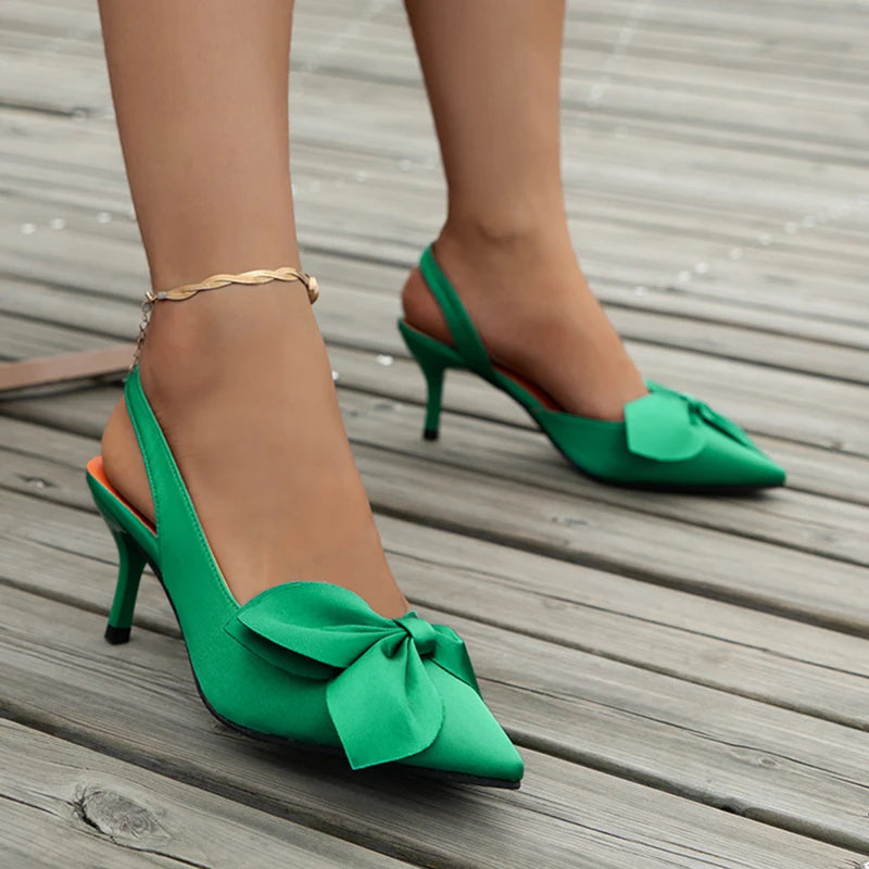Sandalias de verano con tacón alto para mujer | Diseño elegante con lazo y punta fina