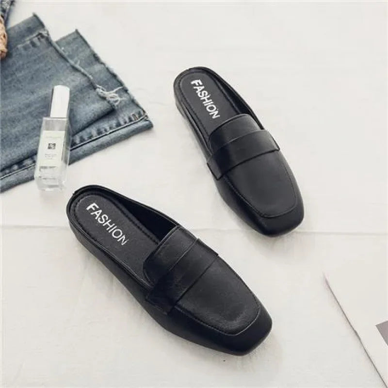 Baotou-Zapatillas planas de cuero suave para Mujer, Zapatos planos sin cordones, suela suave