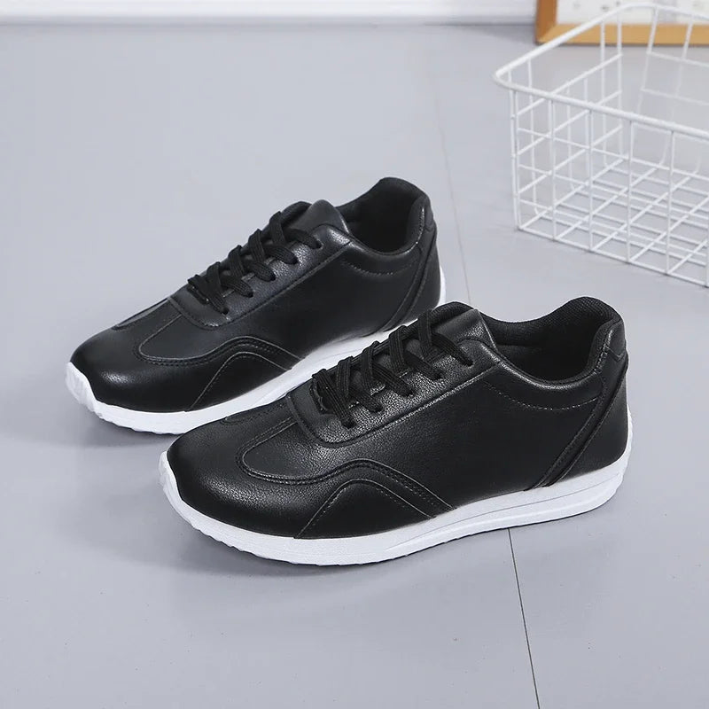 Zapatos informales para caminar para mujer, zapatillas planas de cuero con cordones de alta calidad, mocasines de fondo plano salvaje a la moda, Verano