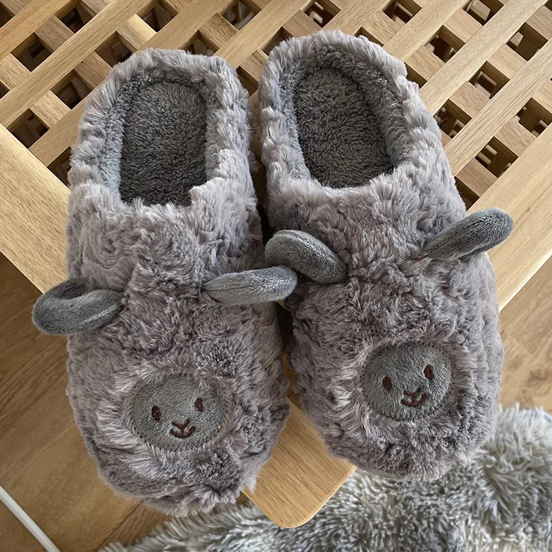 Pantuflas mullidas con diseño de oveja para mujer  – Cálidas y antideslizantes