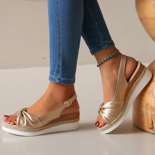 Sandalias de plataforma de cuña informales con punta abierta a la moda - zapatos planos cómodos