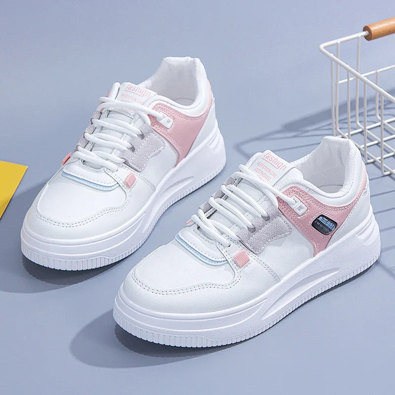 zapatos de plataforma blanca, informales - planos