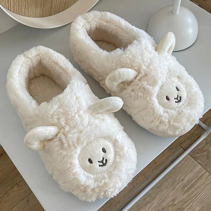 Pantuflas mullidas con diseño de oveja para mujer  – Cálidas y antideslizantes