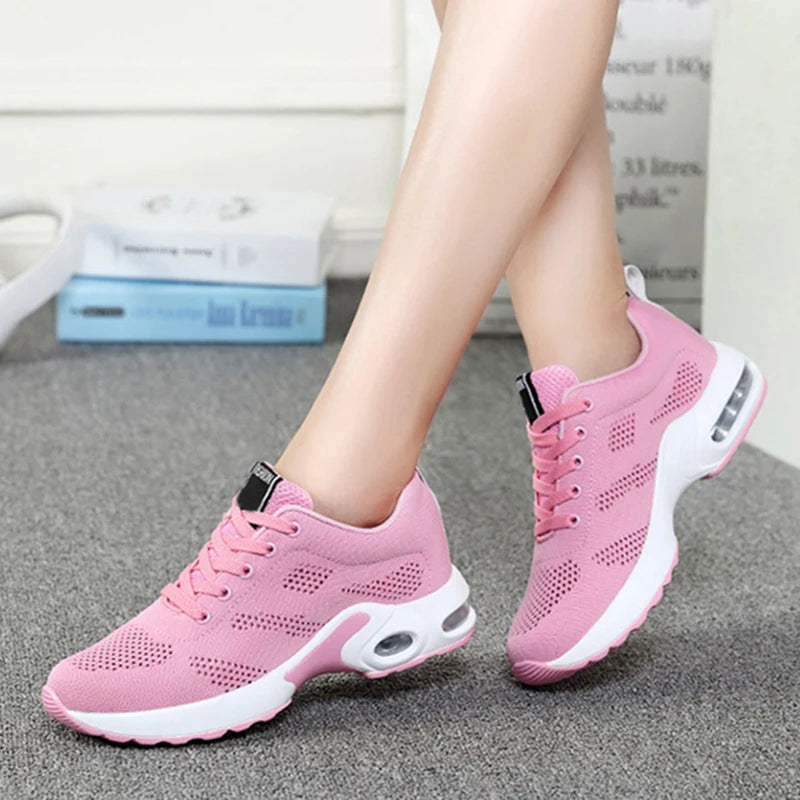 Zapatillas de deporte con cordones para Mujer, zapatos de plataforma de talla grande, transpirables, suaves